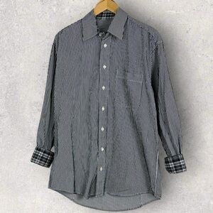 Burberry London Striped Collared Long Sleeve Shirt Mens Size Medium Cotton USA M